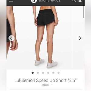 Lululemon size 12 black Speed up shorts 2.5”